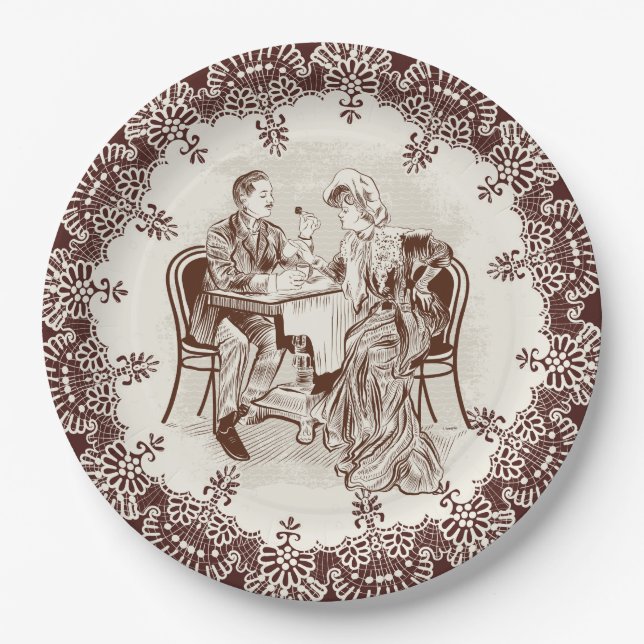 Assiettes En Carton café et amour (Devant)