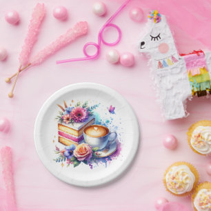 Assiettes En Carton Café et gâteau Anniversaire du meilleur ami