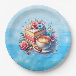 Assiettes En Carton Café et gâteau d'anniversaire Personnalisé