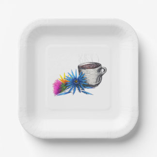 Assiettes En Carton Café & Fleurs sauvages