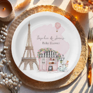 Assiettes En Carton Café Français Bonjour Bebe Paris Tea Baby shower