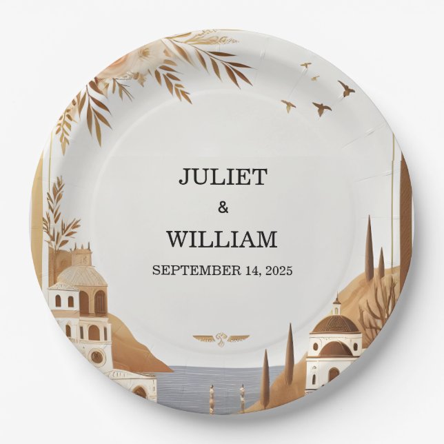 Assiettes En Carton Café italien toscan Sorrento Mariage Décontracté (Devant)