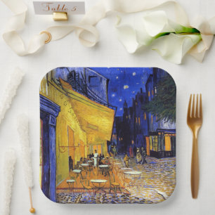 Assiettes En Carton Café Terrasse Nuit Vincent van Gogh