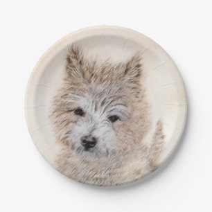 Assiettes En Carton Cairn Terrier Peinture Chiot - Art Chien original