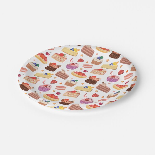 Assiettes En Carton Cake Pies Cupcakes Déserts Galore (Angle)