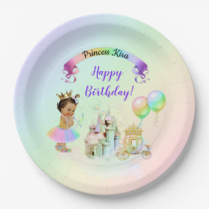 Assiettes En Carton Calèche de Château de Princesse de l'Arc-en-Ciel M