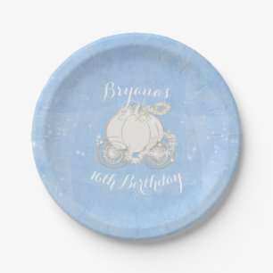 Assiettes En Carton Calèche Étincelante Bleue Élégante Fête de Cendril