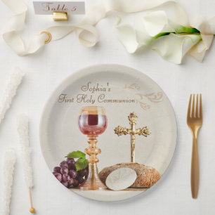 Assiettes En Carton Calice de première communion eucharistique design
