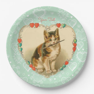 Assiettes En Carton Calico Kitten Coeurs Saint-Valentin