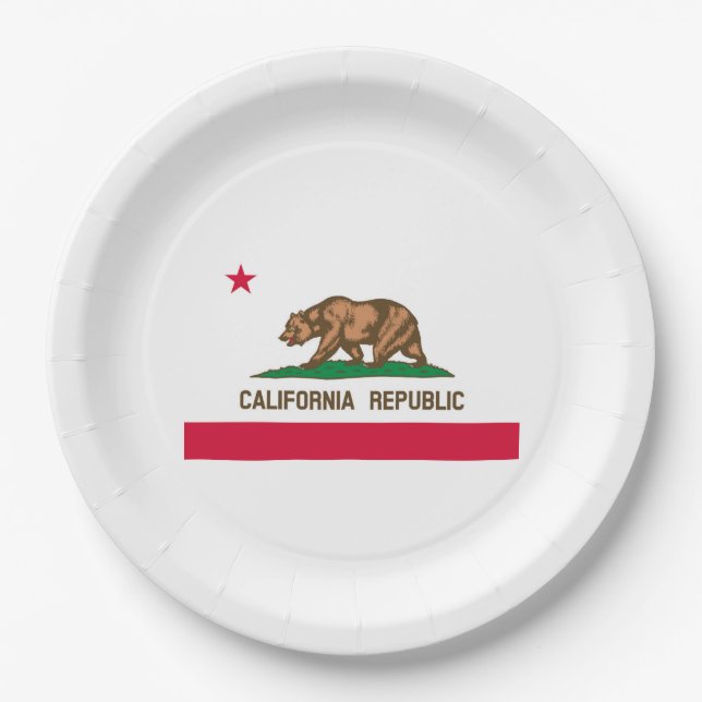 Assiettes En Carton California State Flag Design (Devant)