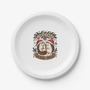 Assiettes En Carton Calins de haie de Noël Chapeaux de Père Noël Floco
