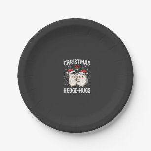 Assiettes En Carton Câlins de Noël au Hérisson Mignon Vacances