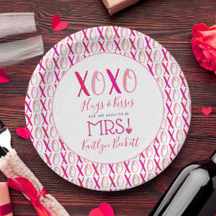 Assiettes En Carton Câlins et bisous (XOXO) Saint-Valentin Enterrement