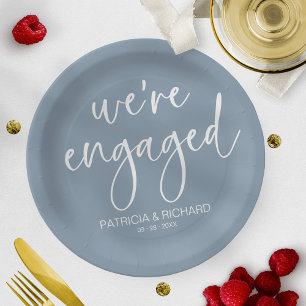 Assiettes En Carton Calligraphie chic Nous sommes fiancés Fête de fian