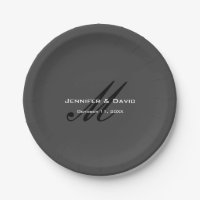 Calligraphie classique Monogramme Mariage gris