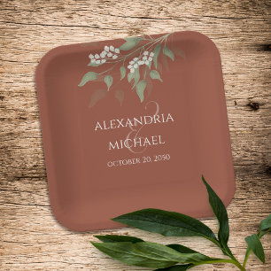 Assiettes En Carton Calligraphie Mariage minimaliste simple en terre c