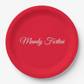 Assiettes En Carton Calligraphie minimaliste élégante de la plaine rou