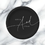 Assiettes En Carton Calligraphie minimaliste Monogramme Mariage noir<br><div class="desc">Calligraphie moderne minimaliste Et pour mariage.</div>