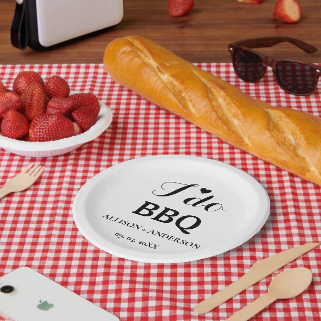 Assiettes En Carton Calligraphie moderne i do barbecue douche nuptiale (Pique-nique)