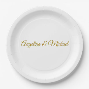 Assiettes En Carton Calligraphie Professionnel Élégant Couleur Or