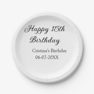 Assiettes En Carton calligraphie simple minimum heureux 15e anniversai