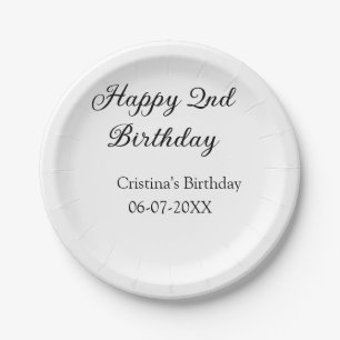Assiettes En Carton calligraphie simple minimum heureux 2e anniversair