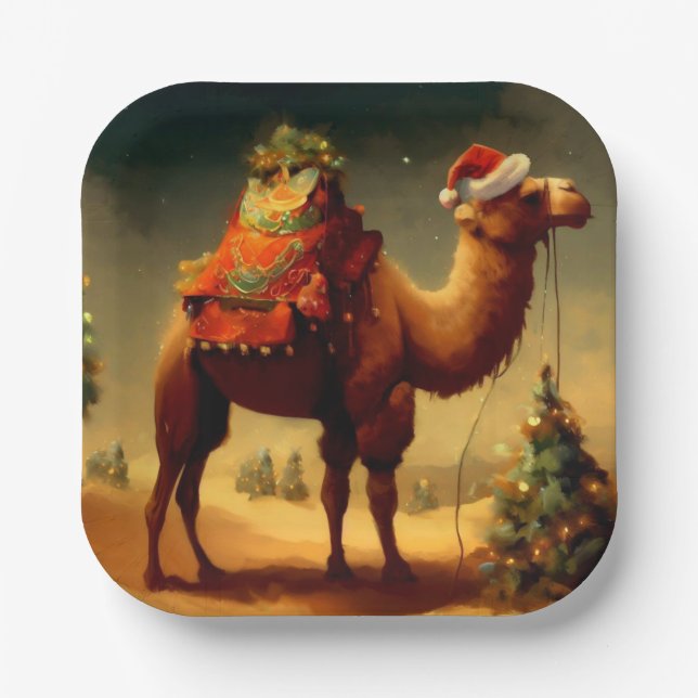Assiettes En Carton Camel de Noël 1 (Recto)