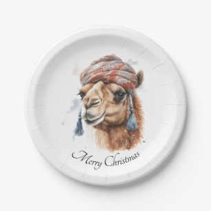 Assiettes En Carton Camel de Noël, personnalisable