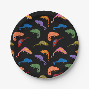 Assiettes En Carton Caméléons Reptiles Colorés Lézards Enfants 