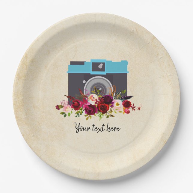 Assiettes En Carton caméra vintage (Devant)