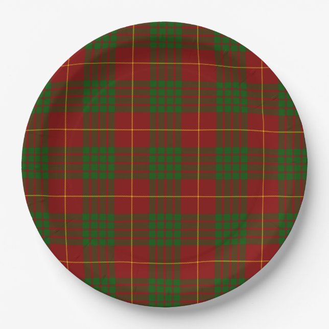 Assiettes En Carton Cameron tartan rouge vert plaid (Devant)