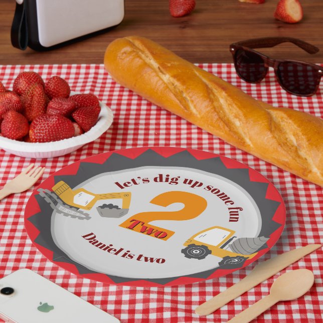 Assiettes En Carton Camion à benne de construction (Pique-nique)