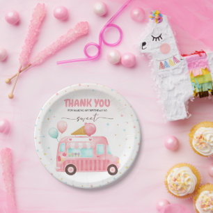 Assiettes En Carton Camion à glace rose Voici l'anniversaire de la Sco