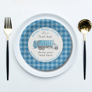 Assiettes En Carton Camion à ordures bleu poubelle Anniversaire drôle