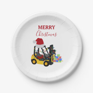 Assiettes En Carton Camion chariot élévateur de Noël
