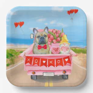 Assiettes En Carton Camion de la Saint-Valentin Bouledogue français
