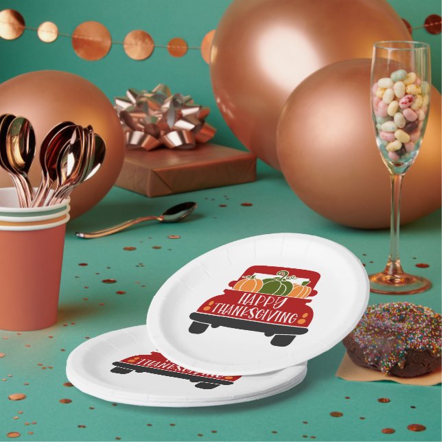 Assiettes En Carton Camion de Thanksgiving (Multi)