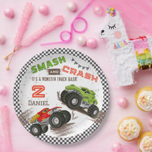 Assiettes En Carton Camion Monster Smash et Crash 2e fête d'anniversai