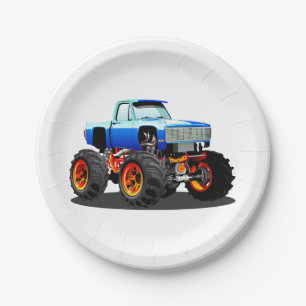 Assiettes En Carton Camion monstre de dessin animé