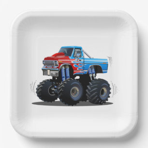 Assiettes En Carton Camion monstre de dessin animé