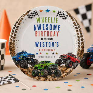 Assiettes En Carton Camion Monstre Wheelie Awesome 4 ans garçon