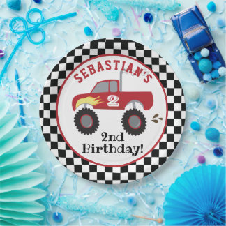 Assiettes En Carton Camion Red Monster Anniversaire Camions de course