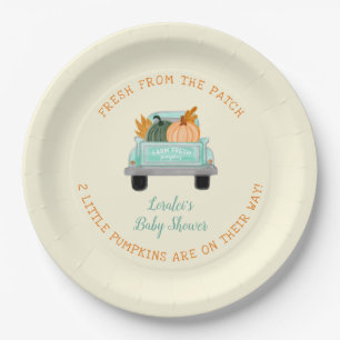 Assiettes En Carton Camion vintage Avec Citrouille Twins Baby shower A