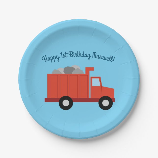 Assiettes En Carton Camions fête d'anniversaire (Devant)