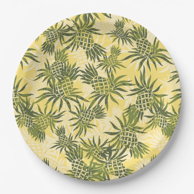 Assiettes En Carton Camo d'ananas Hawaiian Tropical (Devant)