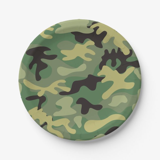 Assiettes En Carton Camo Green | Anniversaire militaire (Devant)