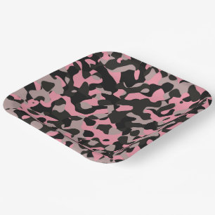 Assiettes En Carton Camo rose