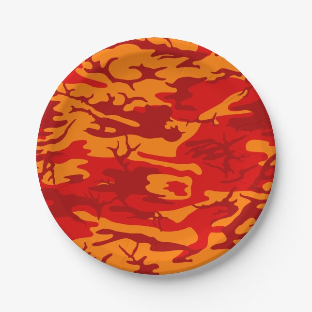 Assiettes En Carton Camo rouge lave (Devant)