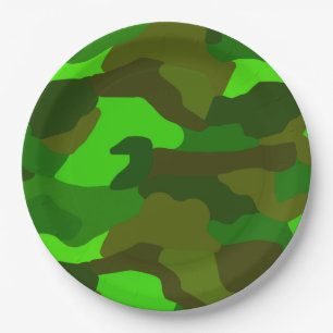 Assiettes En Carton Camo vert