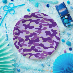 Assiettes En Carton Camo Violet